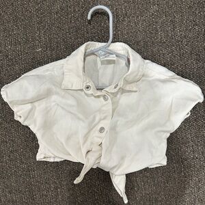 Zara girls 12-18mo  Cream white Button-Up Crop Top tie front